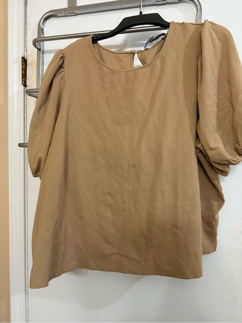 English Factory Puff Sleeve Blouse in Tan